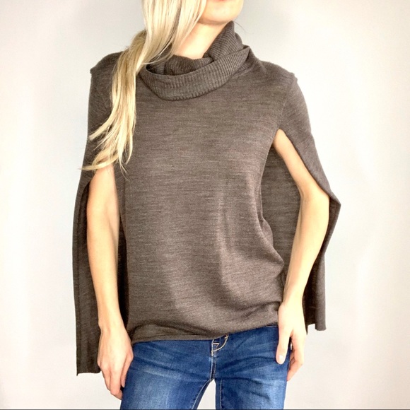 BB Dakota Brown Turtleneck Sweater Cape Tank Top M - Picture 8 of 8